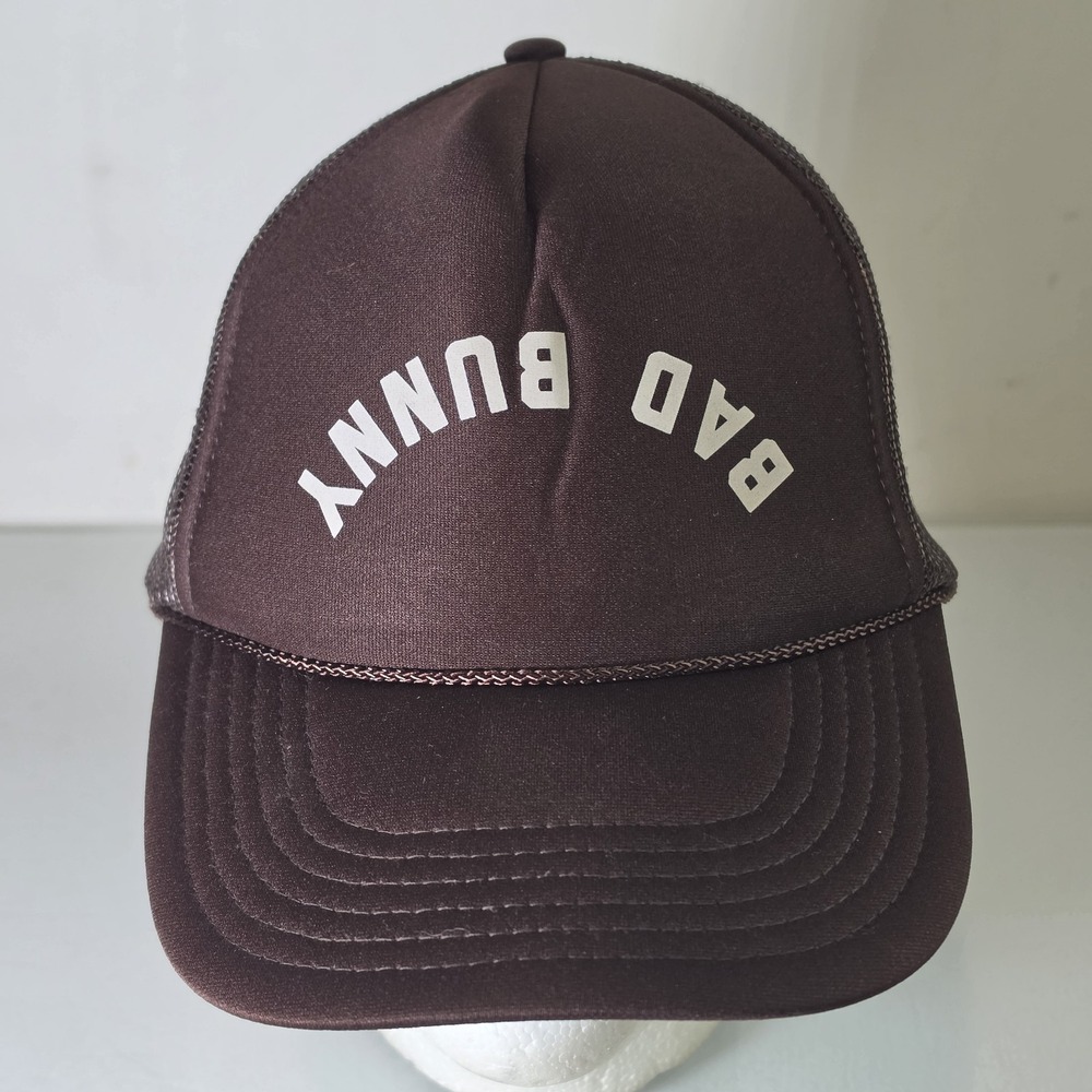 Bad Bunny Concert Souvenir Brown Trucker Hat Mesh Snapback Cap Otto Adjustable